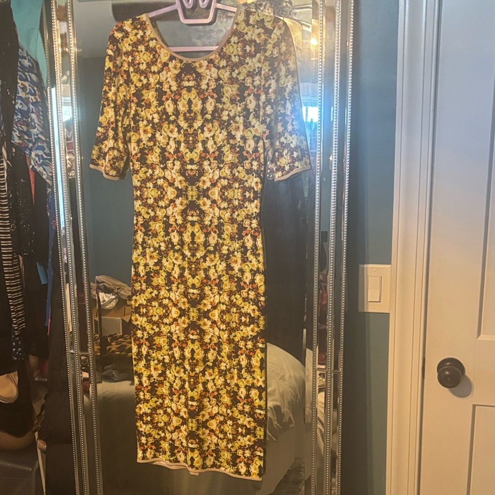 Sam & Lavi Yellow Floral Midi Dress